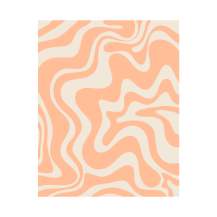 Retro Liquid Swirl Abstract Peach Pattern T-Shirt