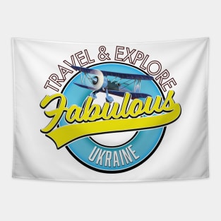 Travel explore fabulous Ukraine logo Tapestry