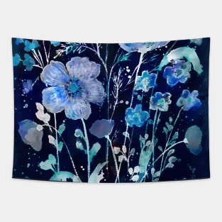 Blue Cyanotype floral Tapestry