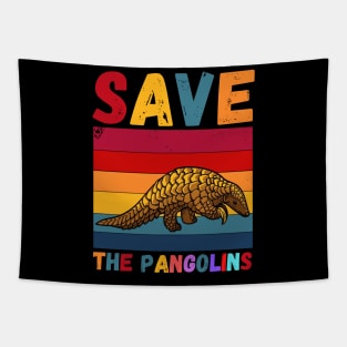 Save The Pangolins, Cute retro pangolin Tapestry
