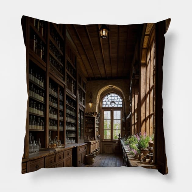 Medieval Shoppe - Apothecary Render Pillow by CursedContent