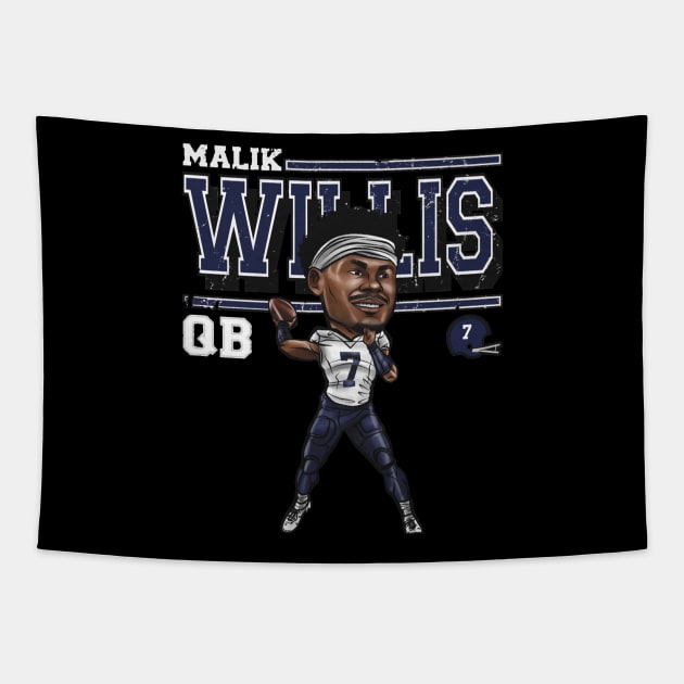 Malik Willis Tennessee Cartoon Tapestry by MASTER_SHAOLIN