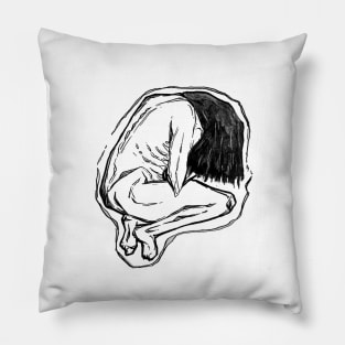 Woman Curled Up Pillow