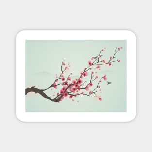 Whimsical Pink Cherry Blossom Tree Magnet