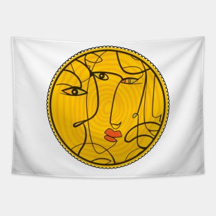 Abstract Face Illustration Tapestry