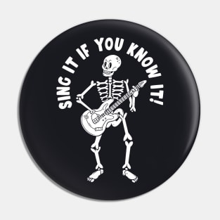 Fun Skeleton with Guitar Graphic - For Men & Women Guitarists Pin