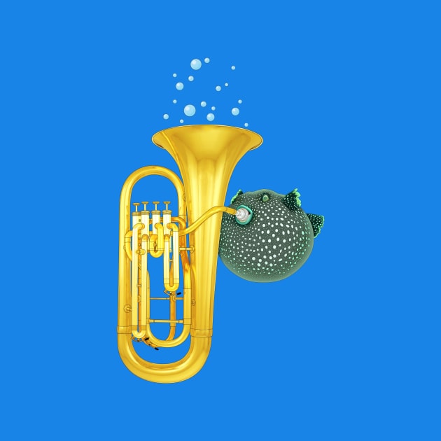 Puffer Fish Playing Tuba by Ornaart