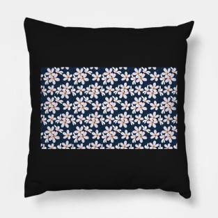 White flowers on a blue background pet bandana Pillow