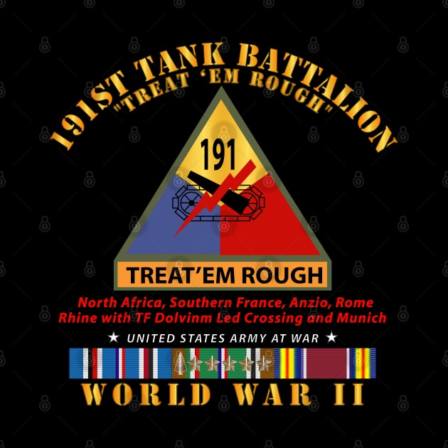 191st Tank Battalion -Treat em Rough w SSI Name Tape WWII  EU SVC by twix123844