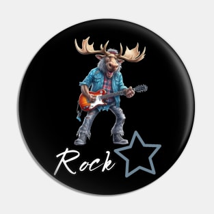 Rockstar Guitar Moose Music Pin