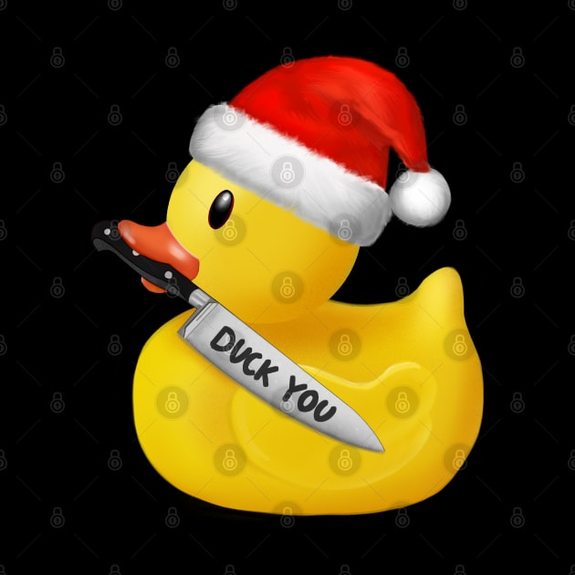 Yellow xmas rubber duck with knife Duck you by Meakm