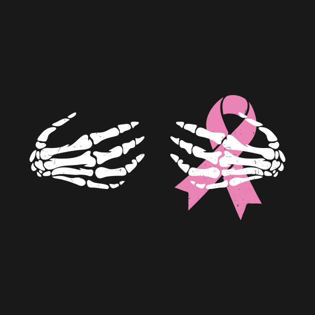 Breast Cancer Awareness Skeleton Hands Pink Ribbon by ButterflyX