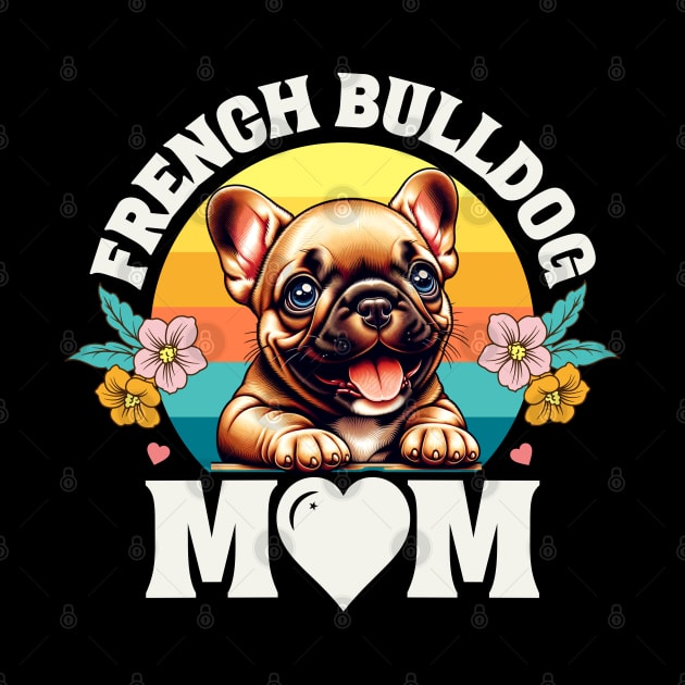 Colorful French Bulldog Mom Retro Sunset Dog Lover Mother's Day by JJDezigns