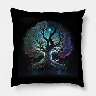 Tree of Life at Night - Celestial Glow Pillow