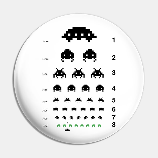 Gamers Eye Test Chart Pin by tshirtbaba