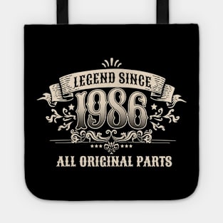 Retro Vintage Birthday Legend since 1986 All Original Parts Tote