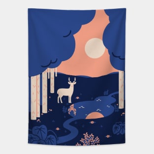 The White Deer of Serenity Glen Tapestry