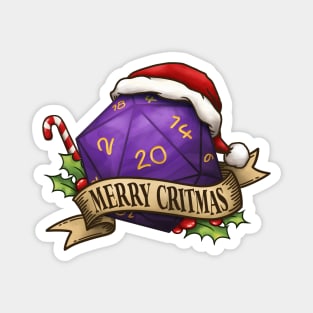 D20 Merry Critmas Dice Purple Magnet