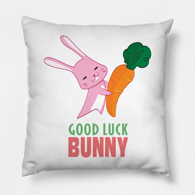 Good Luck Bunny Pillow by Anicue