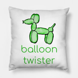 Watercolor Balloon Twister (Green) Pillow