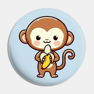 cute little monkey eating a banana Pin