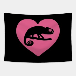 Pink Cute Chameleon Heart for Chameleon Lovers Tapestry