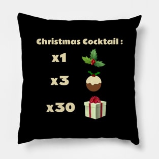 Christmas Cocktail, Cocktail recipe, Holly, Christmas Pudding, Christmas Gift, Funny Cocktail Stickers Pillow