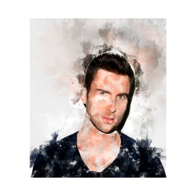 Adam Levine pop Portrait watercolour painting by nonagobich