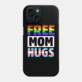 Free Mom Hugs Groovy Rainbow Heart Lgbt Flag Pride Month Phone Case