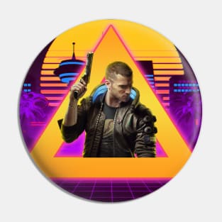 Cyberpunk Male Protagonist City Neon Pin