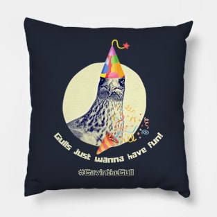 Gavin the Gull - Gulls just wanna have fun! Party Gull Pillow