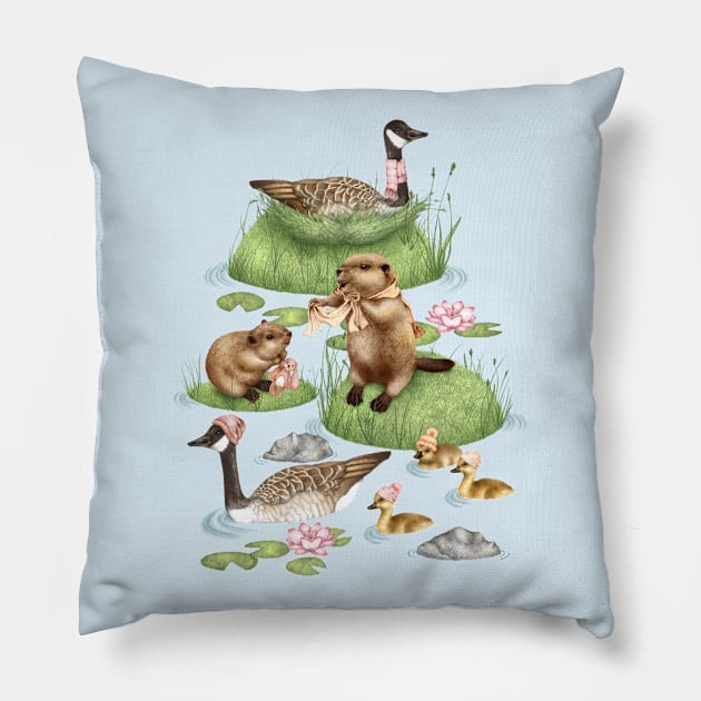 Fresh Morning on a Whimsical Canadian Lake Pillow by PerrinLeFeuvre