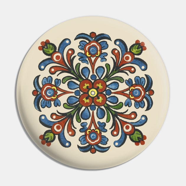 Handpainted Rosemaling, Norwegian Folk Art Pin by craftydesigns