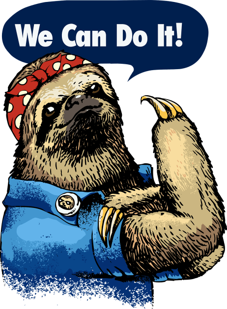 We Can Do It Sloth Kids T-Shirt by huebucket