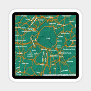 Paris green map Magnet