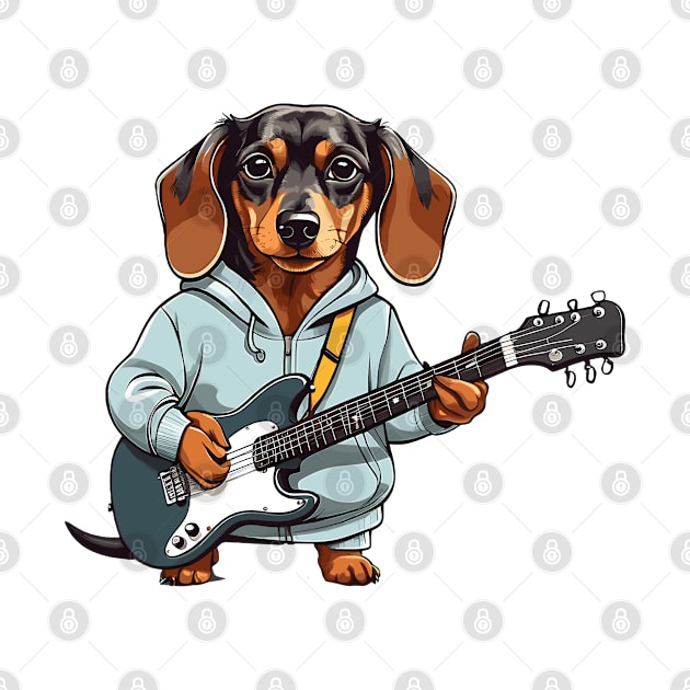 Dachshund Playing Guitar by Graceful Designs