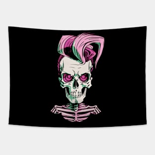 Fun Pink Rockabilly Skeleton Tapestry