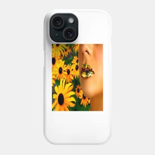 Lips in sunflowers Phone Case