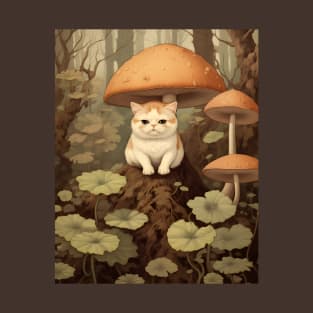 Feline Forest Fungi: Whimsical Adventures of Cats and Mushrooms T-Shirt