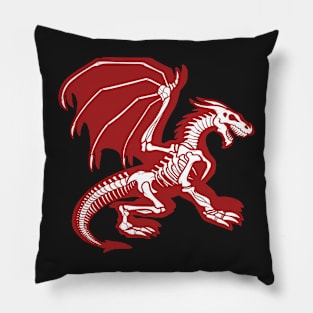 Black Background, Skeleton Dragon Design, Bag of Bones Dragon Pillow