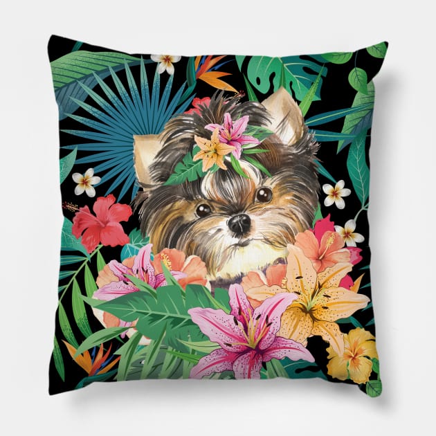 Yorkie Yorkshire Terrier 4 Pillow by LulululuPainting