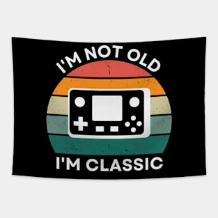 I'm not old, I'm Classic | Handheld Console | Retro Hardware | Vintage Sunset | '80s '90s Video Gaming Tapestry