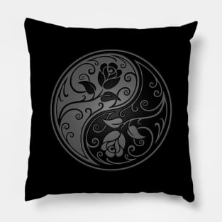 Gray and Black Yin Yang Roses Pillow