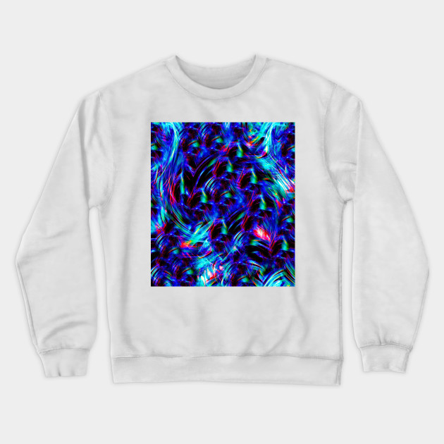 Dark Neon Stuff Blue Red Black Rainbow Light Abstract Crewneck