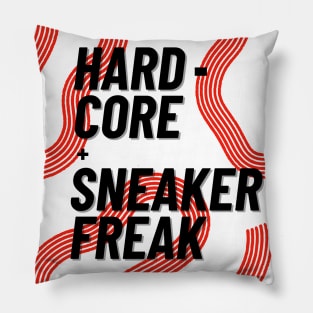 Hard-core Sneaker Freak on White Background Pillow