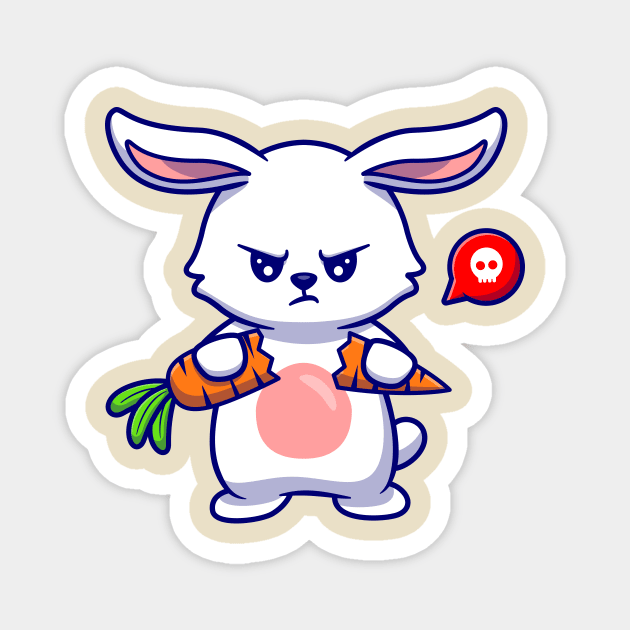 Cute Angry Rabbit Break Carrot Cartoon Magnet by Catalyst Labs