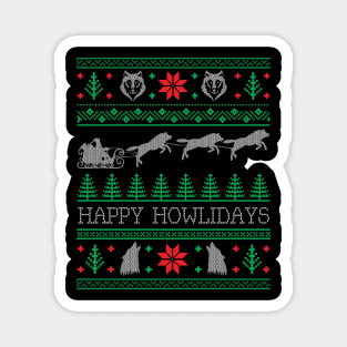 Funny Christmas Wolves Wolf Lover Ugly Christmas Sweater Magnet