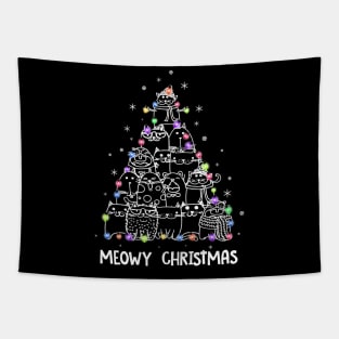 Meowy Cat Christmas Tree Tapestry