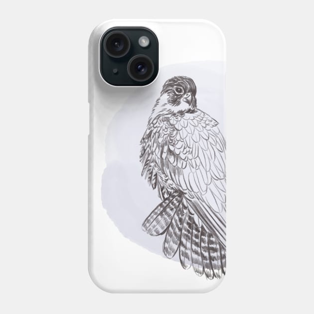 Hand drawn illustration of peregrine forest bird Phone Case by Lshvsk