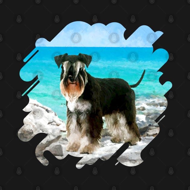 Miniature Schnauzer on the beach by Nartissima